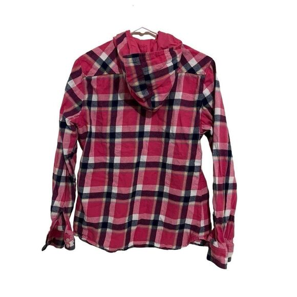 Womens Eddie Bauer Hooded Flannel size medium M Pink - Picture 2 of 3